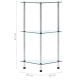 vidaXL Cabinet 3-Tier 30x30x67 cm Tempered Glass Transparent