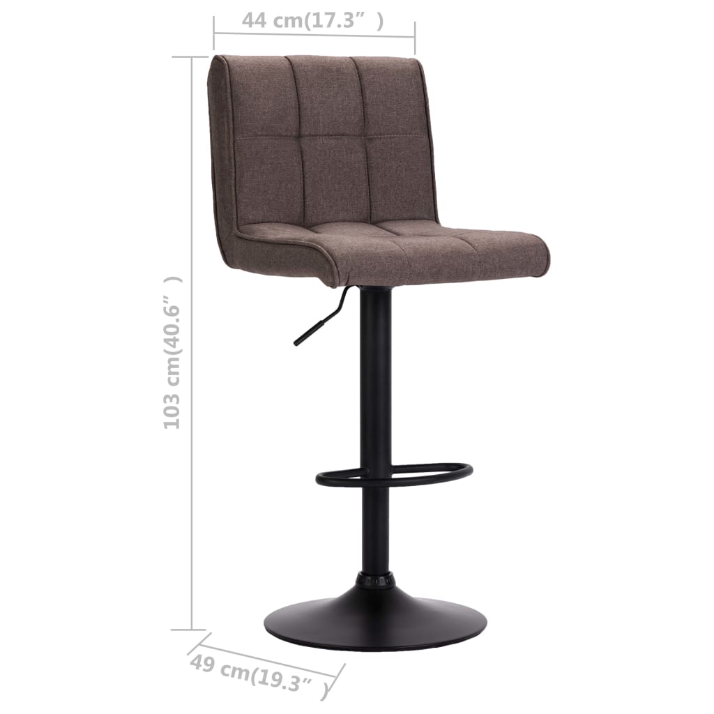 vidaXL Bar Stools 2 pcs fabric taupe