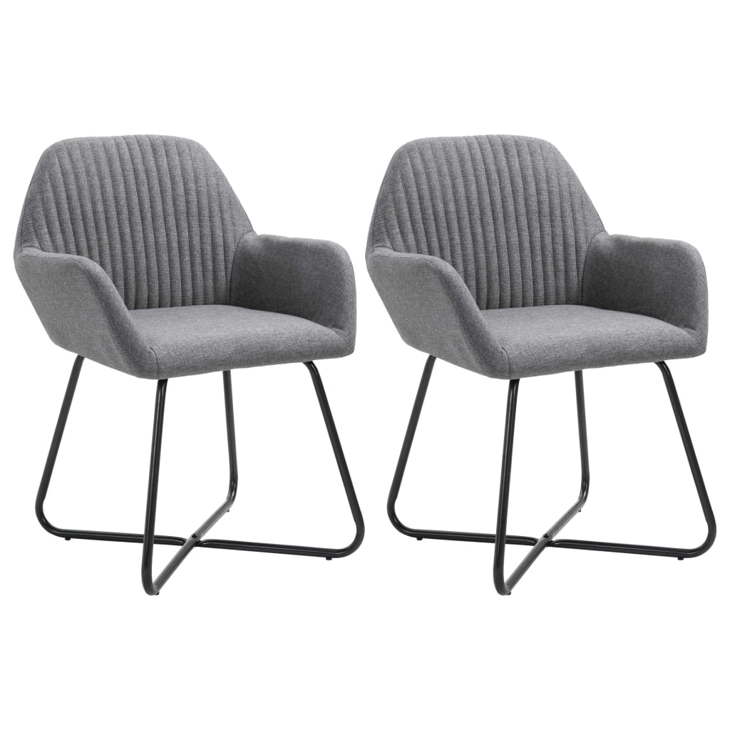 vidaXL Eetkamerstoelen 2 st stof lichtgrijs