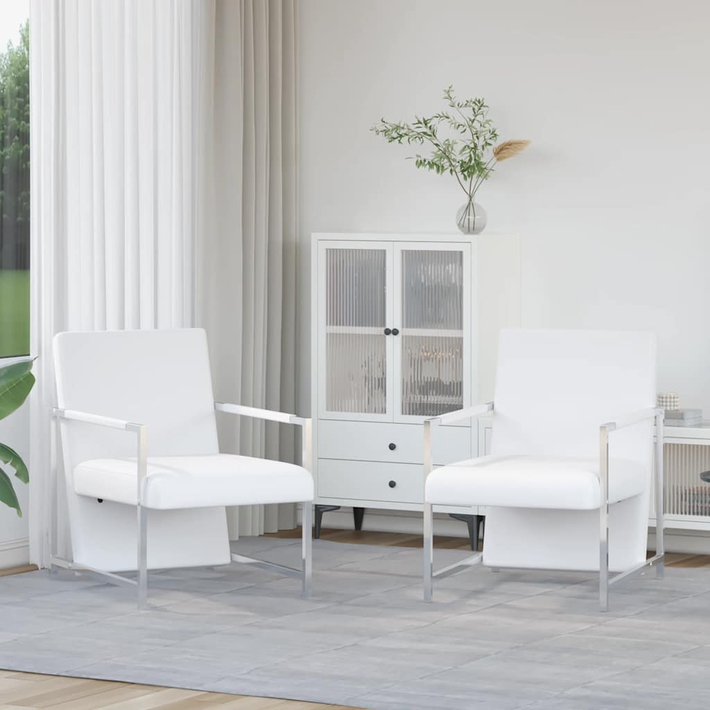 vidaXL Fauteuils 2 st met chroom frame kunstleer zwart