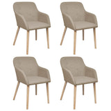 vidaXL Dining Chairs 2 pcs Fabric and Solid Oak Wood Beige