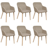 vidaXL Dining Chairs 2 pcs Fabric and Solid Oak Wood Beige
