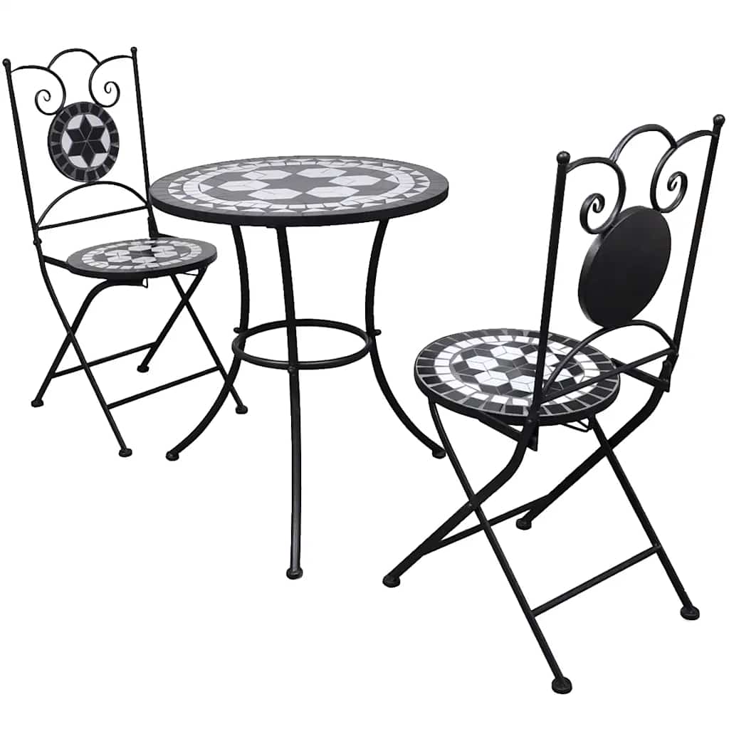 vidaXL 3-delige Bistroset keramische tegel terracotta