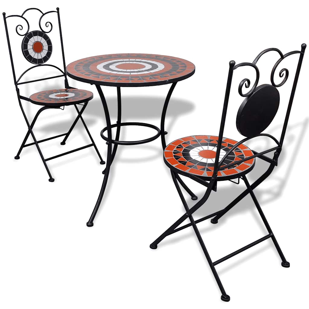 vidaXL 3-delige Bistroset keramische tegel terracotta