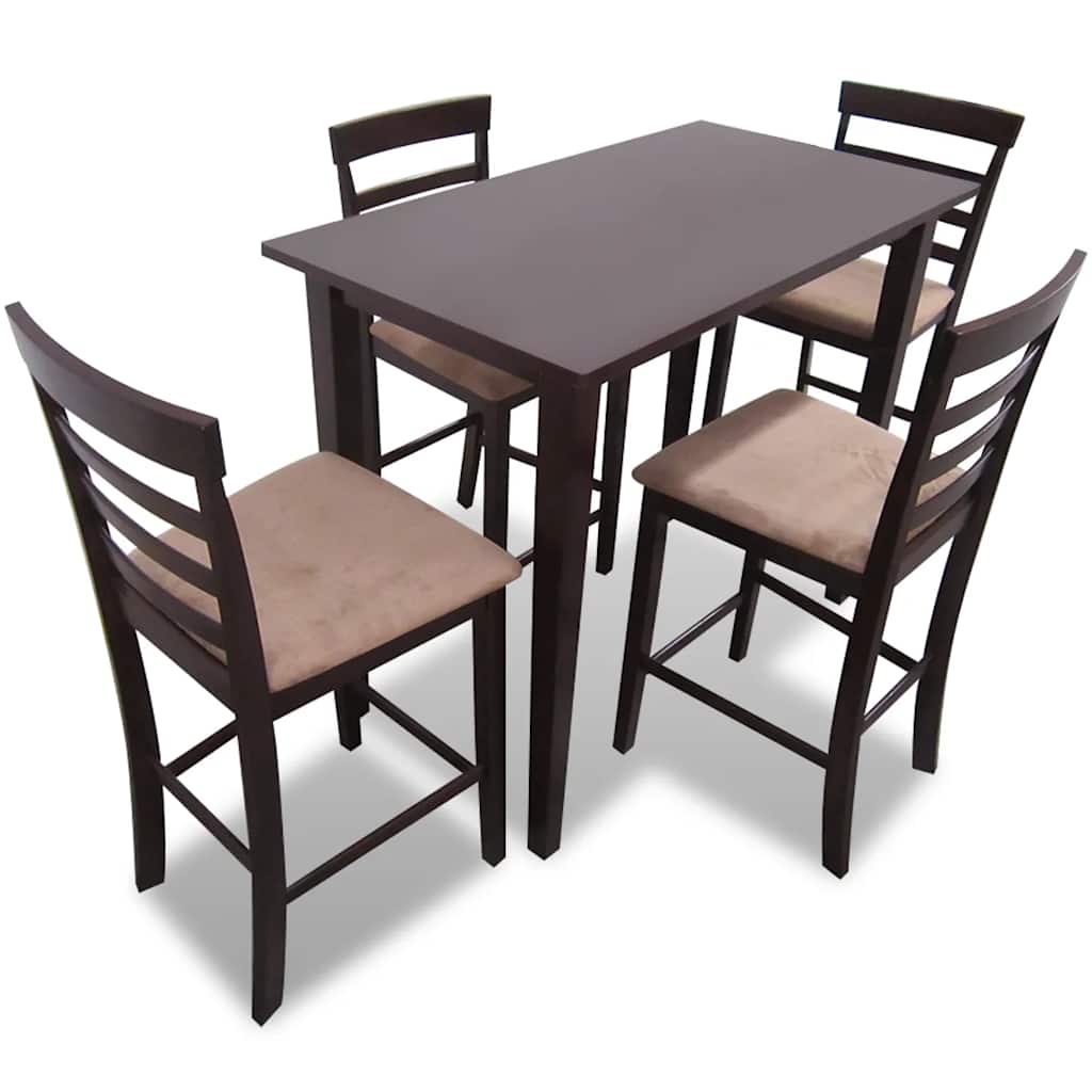 vidaXL Bar Table and 4 Bar Stools Set Wood White