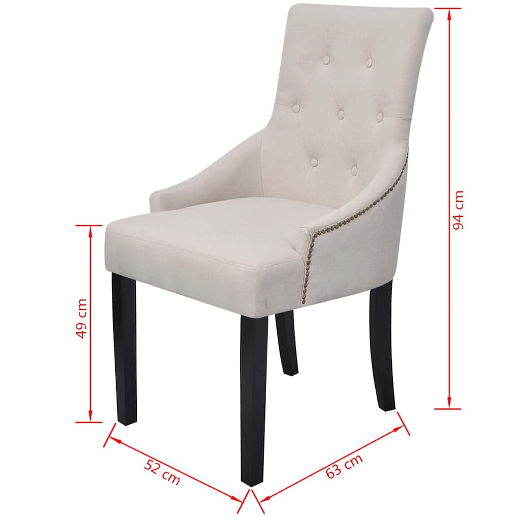 vidaXL Eetkamerstoelen 4 st stof crèmegrijs