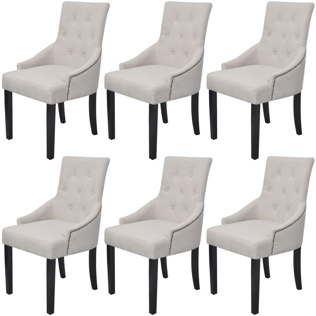 vidaXL Eetkamerstoelen 4 st stof crèmegrijs