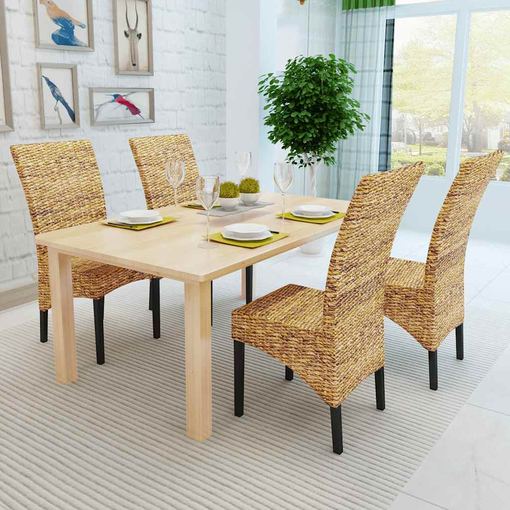 vidaXL Eetkamerstoelen 2 st abaca en massief mangohout