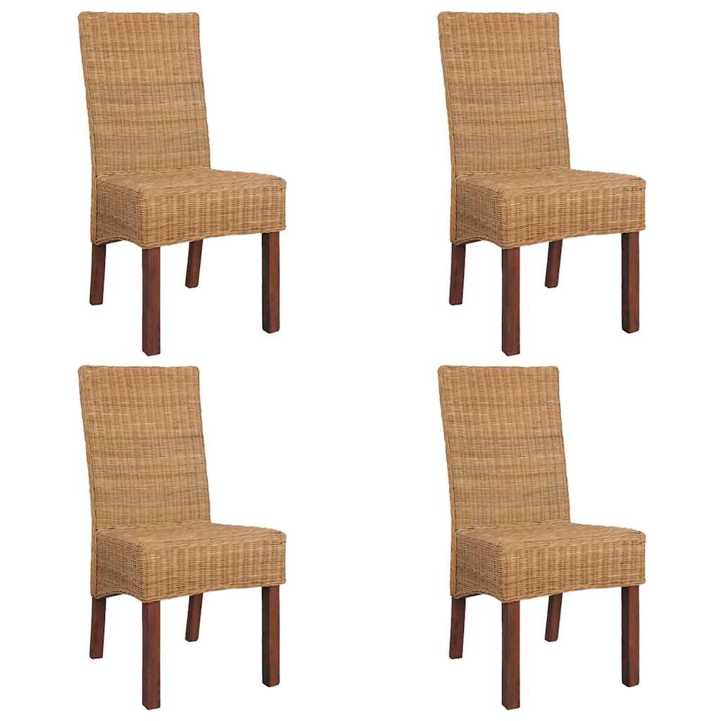 vidaXL Eetkamerstoelen 4 st natuurlijk rattan bruin