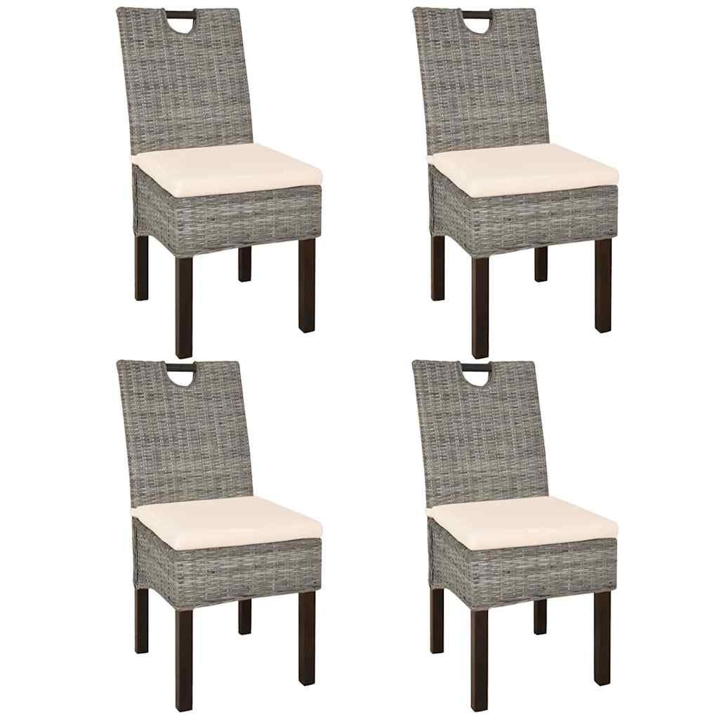 vidaXL Dining Chair Kubu 2 pcs Rattan Mango Wood
