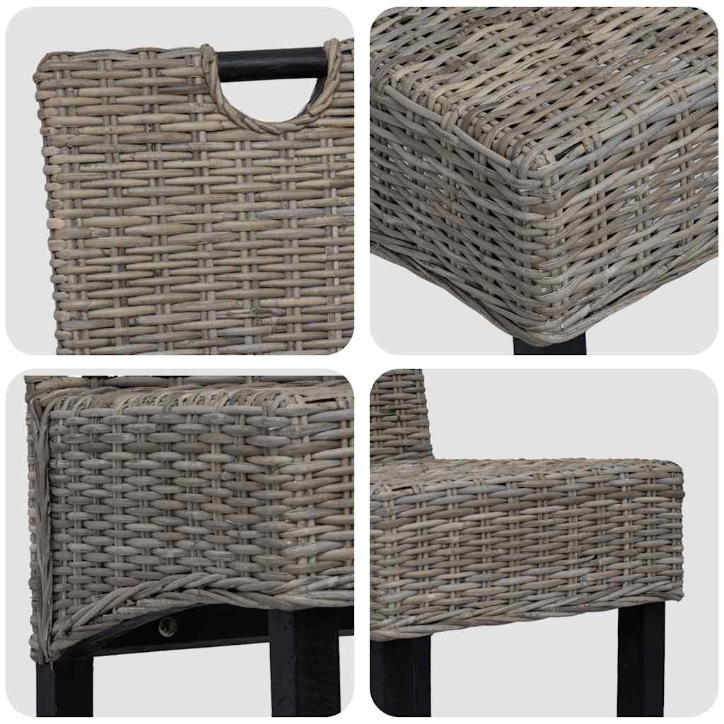 vidaXL Dining Chair Kubu 2 pcs Rattan Mango Wood