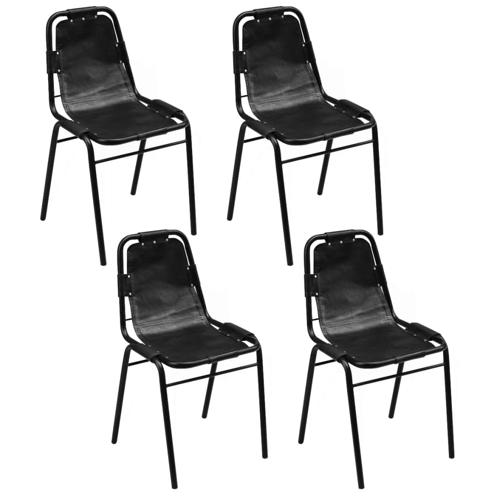 vidaXL Eetkamerstoelen 2 st echt leer zwart
