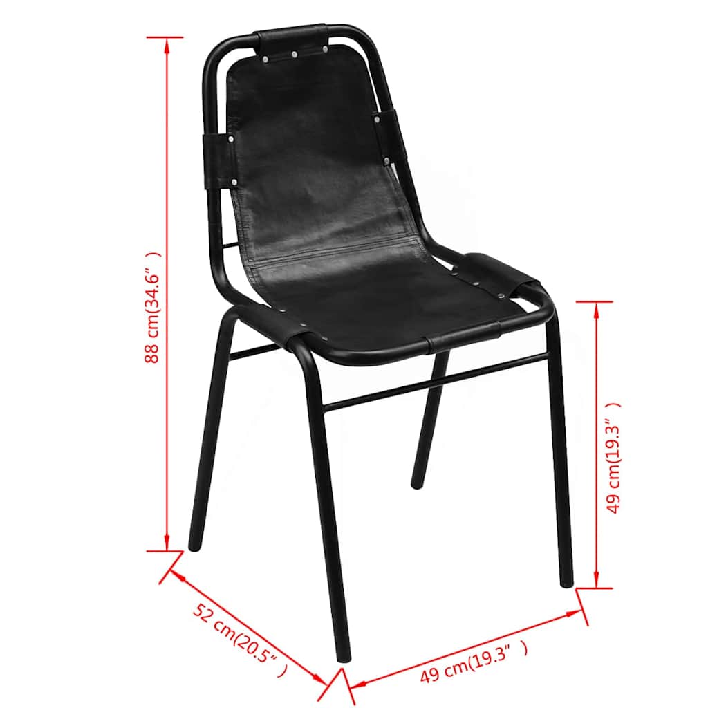 vidaXL Eetkamerstoelen 2 st echt leer zwart
