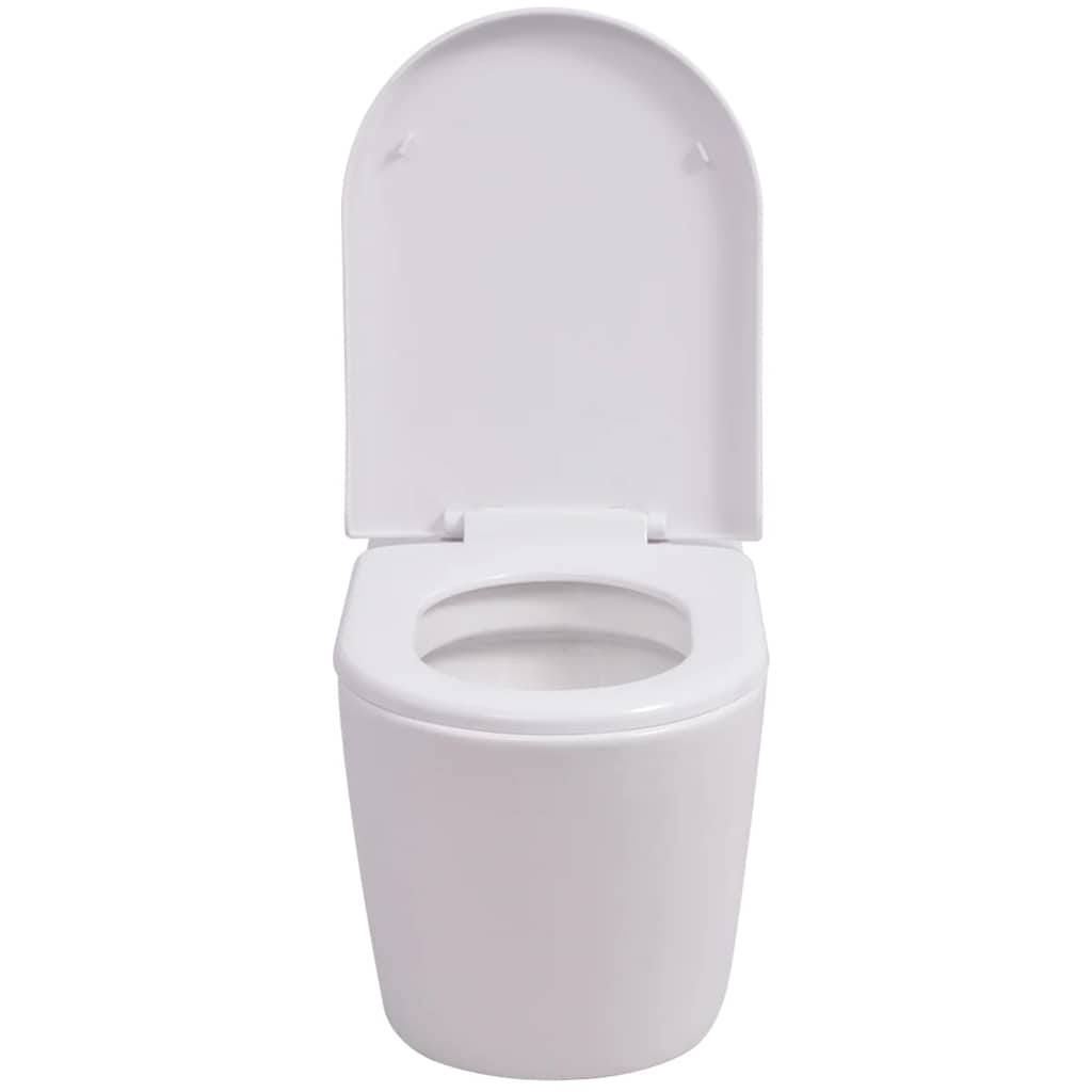 vidaXL Hangend toilet met verborgen stortbak keramiek wit