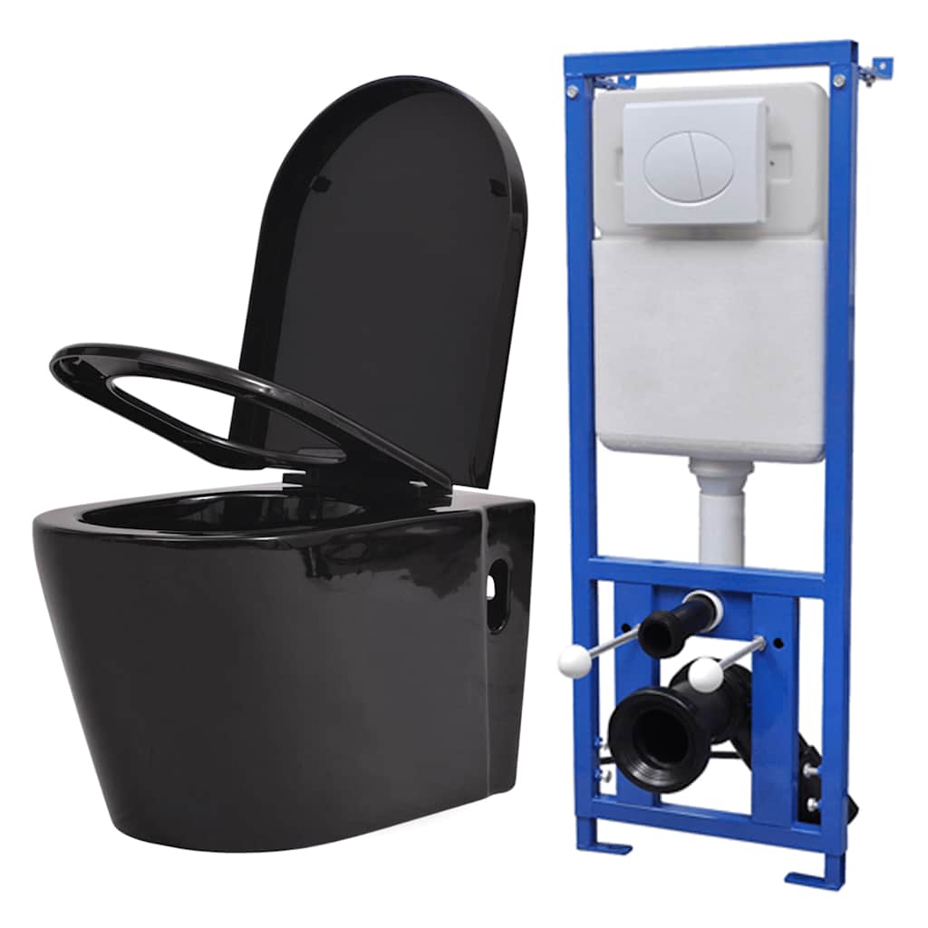 vidaXL Hangend toilet met verborgen stortbak keramiek wit