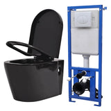 vidaXL Hangend toilet met verborgen stortbak keramiek wit
