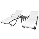 vidaXL Ligbedden 2 st met tafel poly rattan bruin