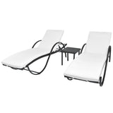 vidaXL Ligbedden 2 st met tafel poly rattan bruin