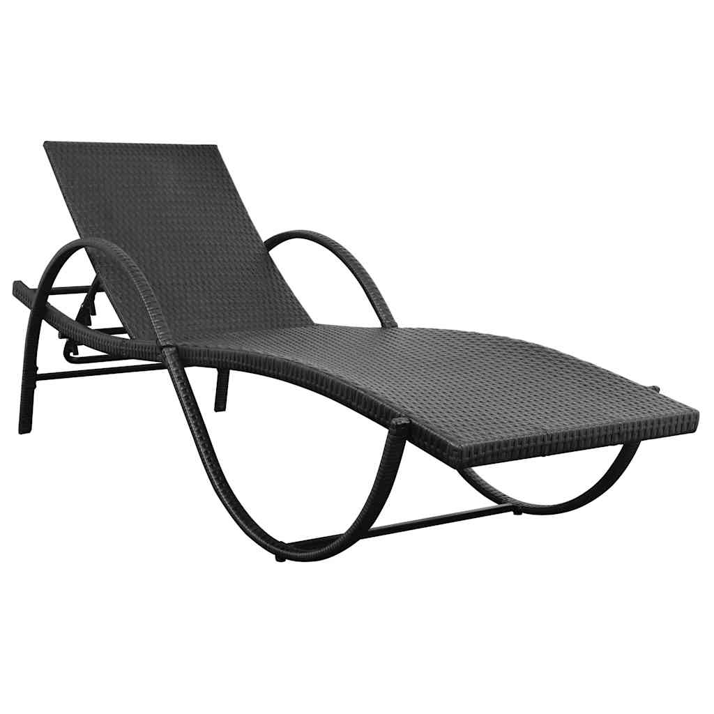 vidaXL Ligbedden 2 st met tafel poly rattan bruin