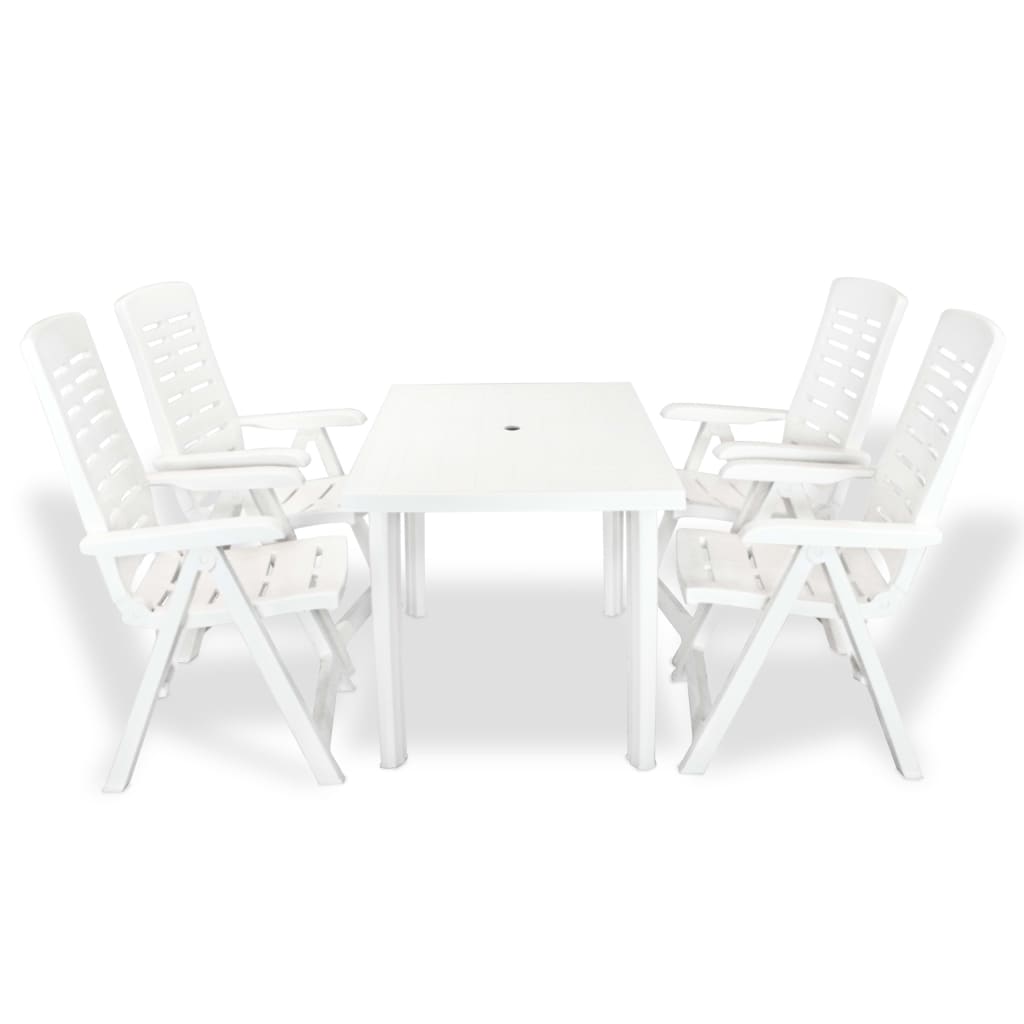 vidaXL 5-delige Tuinset kunststof wit