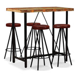 vidaXL Barset massief gerecycled hout en echt leer 3-delig