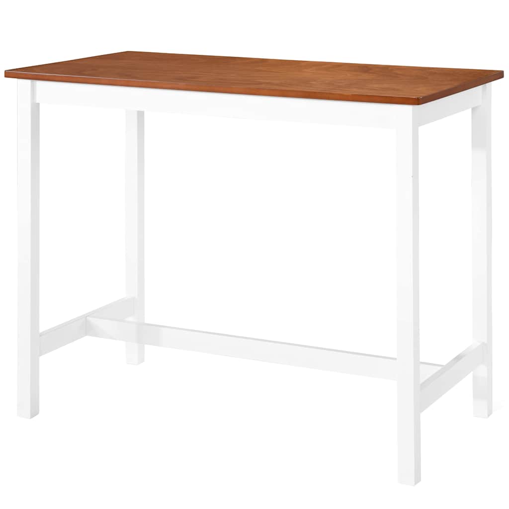 vidaXL Bartafel- en barstoelenset massief hout bruin en wit 3-delig
