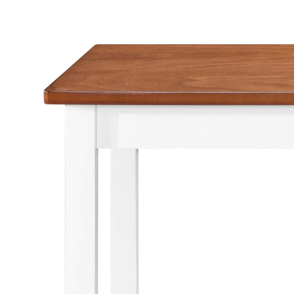 vidaXL Bartafel- en barstoelenset massief hout bruin en wit 3-delig