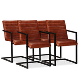 vidaXL Dining Chairs 2 pcs Real Leather Brown