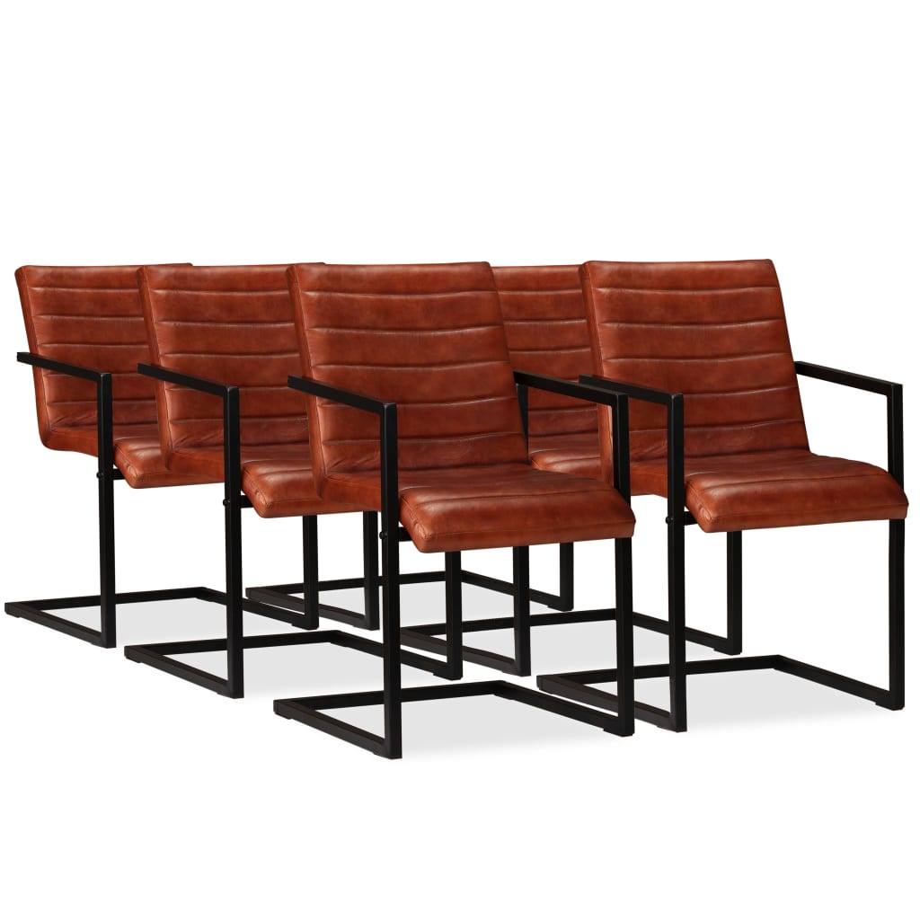 vidaXL Dining Chairs 2 pcs Real Leather Brown