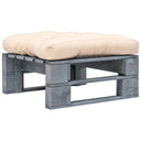 vidaXL Garden Footstool with Grey Cushion Pallet Wood Grey