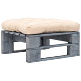 vidaXL Tuinhocker met grijs kussen pallet hout grijs