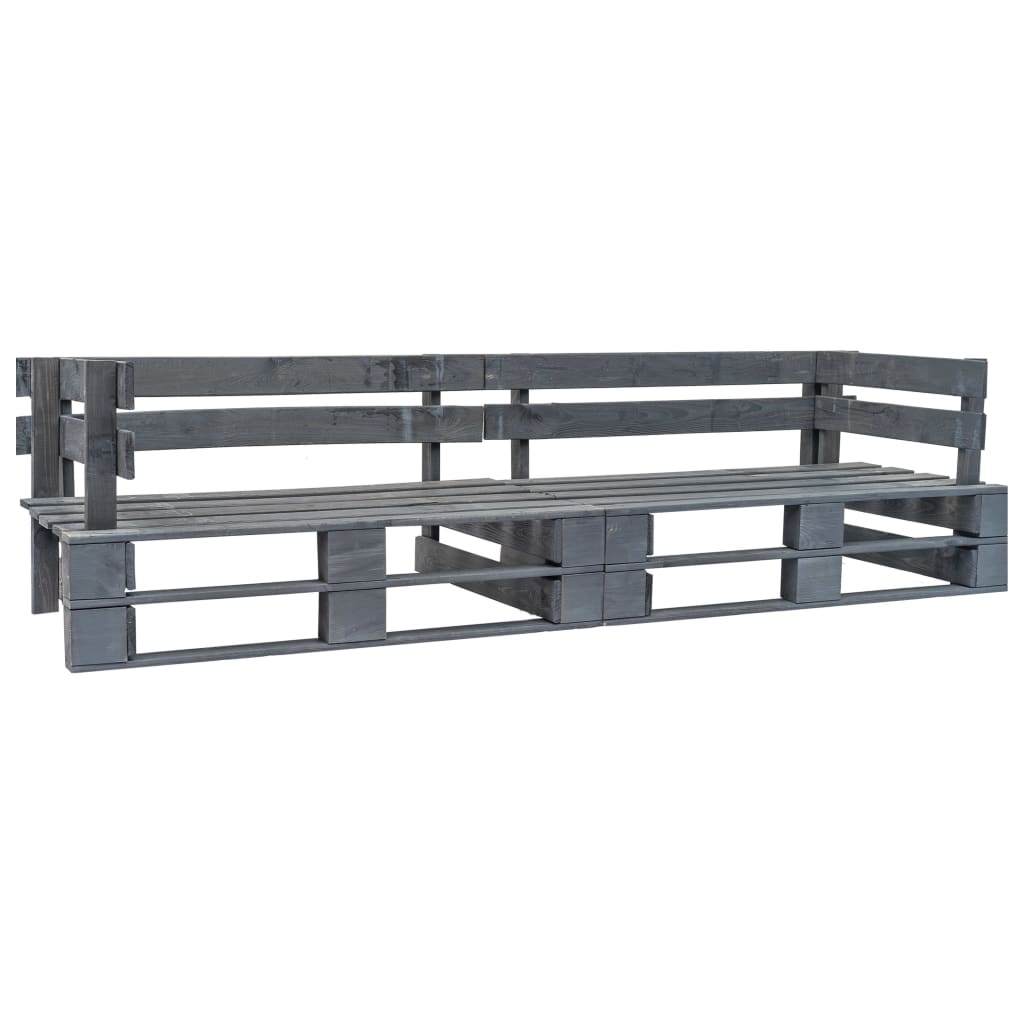 vidaXL 2-delige Tuinbankenset pallet met zandkleur kussens grenenhout