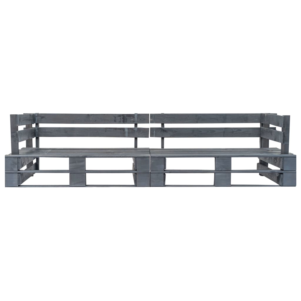 vidaXL 2-delige Tuinbankenset pallet met zandkleur kussens grenenhout