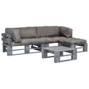 vidaXL 4-delige Loungeset pallet met zandkleurige kussens hout