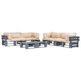 vidaXL 6-Piece Pallet Lounge Set with Sand-Colored Cushions Wood