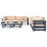 vidaXL 6-Piece Pallet Lounge Set with Sand-Colored Cushions Wood