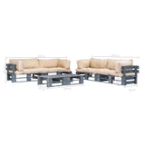 vidaXL 6-Piece Pallet Lounge Set with Sand-Colored Cushions Wood