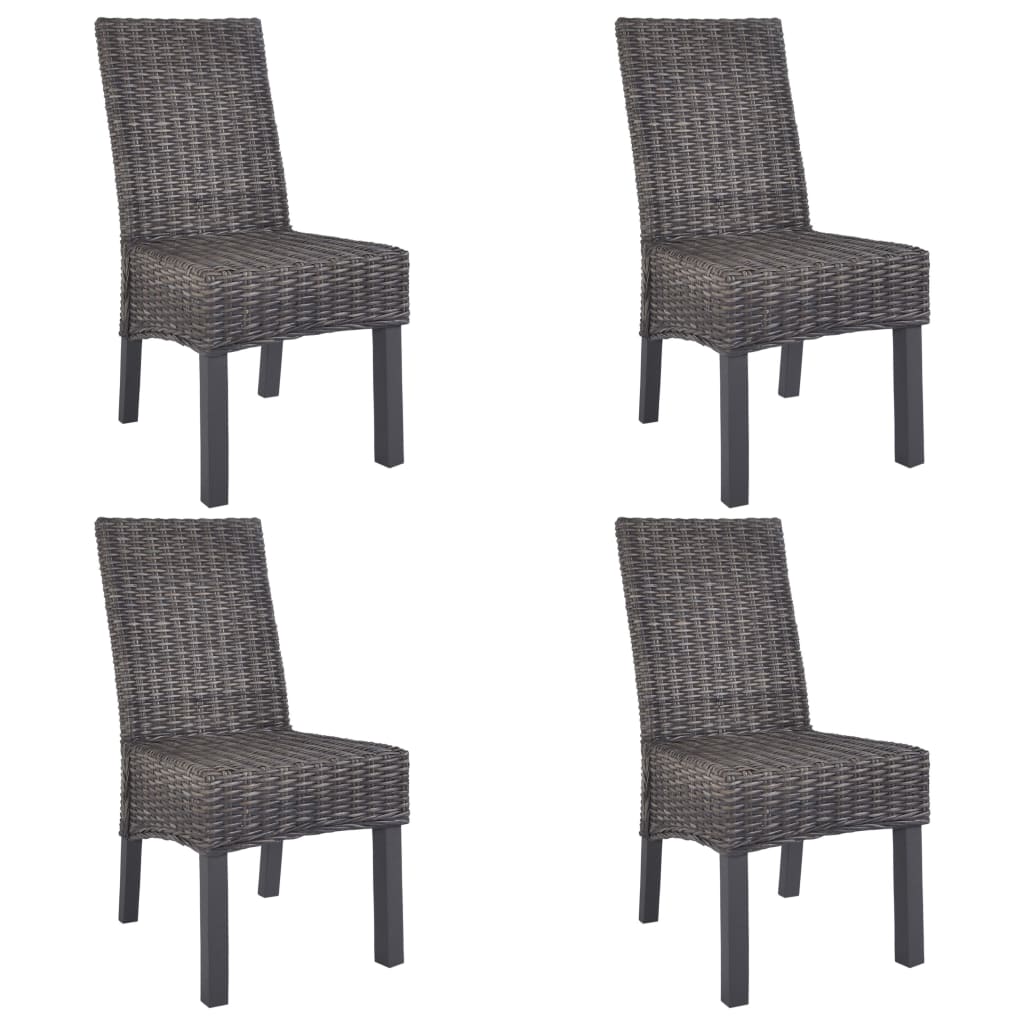 vidaXL Eetkamerstoelen 2 st kubu rattan en mahoniehout lichtbruin