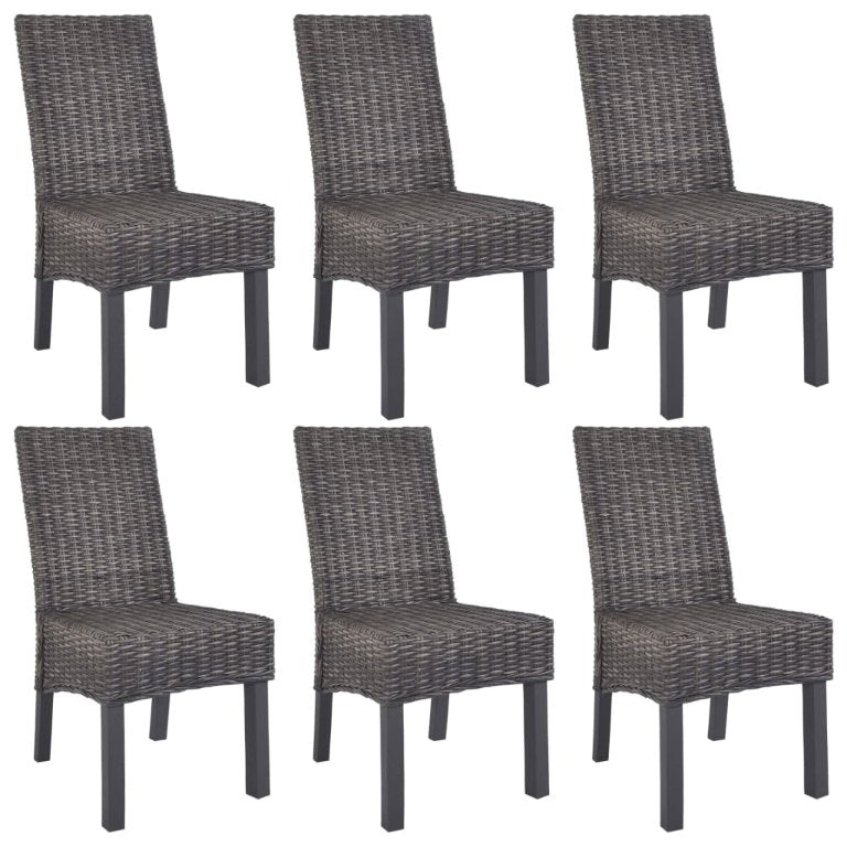 vidaXL Eetkamerstoelen 2 st kubu rattan en mahoniehout lichtbruin