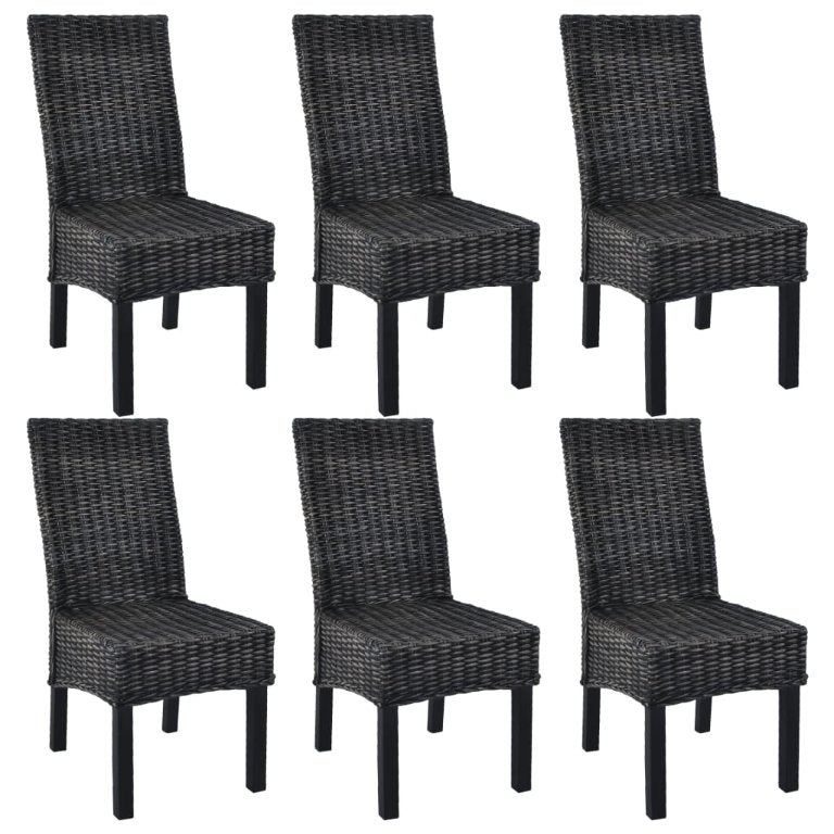 vidaXL Eetkamerstoelen 2 st kubu rattan en mahoniehout lichtbruin