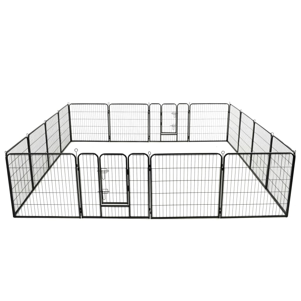 vidaXL Hondenren met 8 panelen 80x80 cm staal zwart