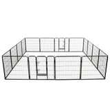 vidaXL Hondenren met 8 panelen 80x80 cm staal zwart