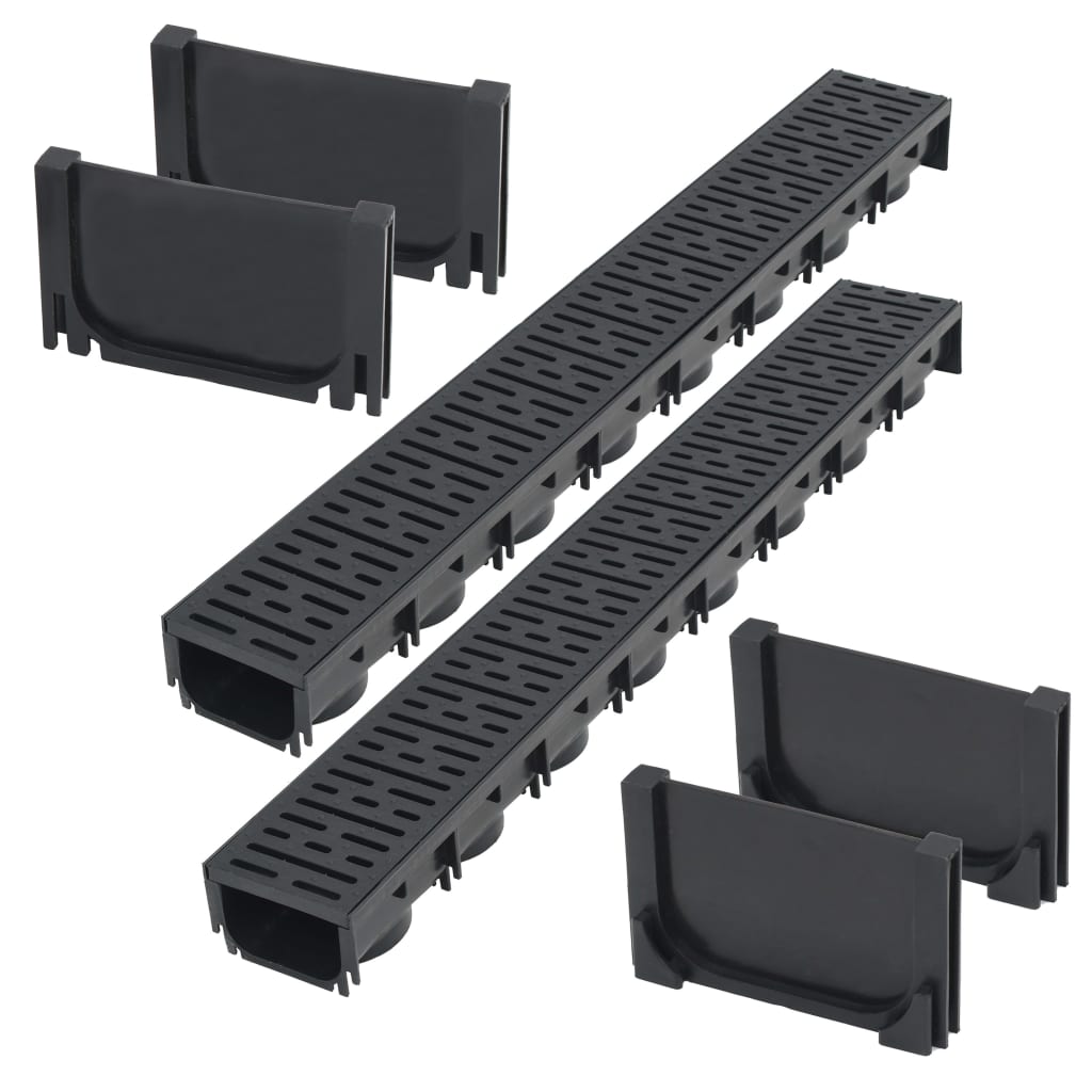 vidaXL Drain Channels 3 m Galvanized Steel 3 pcs