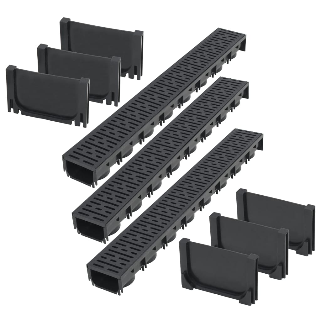 vidaXL Drain Channels 3 m Galvanized Steel 3 pcs