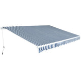 vidaXL Luifel handmatig uittrekbaar 350 cm blauw/wit