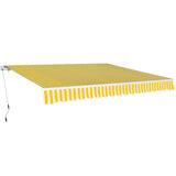 vidaXL Luifel handmatig uittrekbaar 400 cm blauw/wit