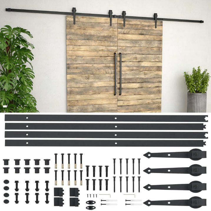 vidaXL Sliding Door Hardware Kit 183 cm Steel Black