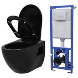 vidaXL Wall-hung Toilet with Concealed Cistern Ceramic White
