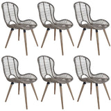 vidaXL Eetkamerstoelen 2 st natuurlijk rattan zwart
