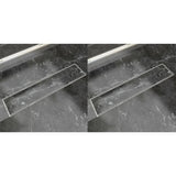 vidaXL Doucheafvoer 2 st rechthoekig 530x140 mm roestvrij staal